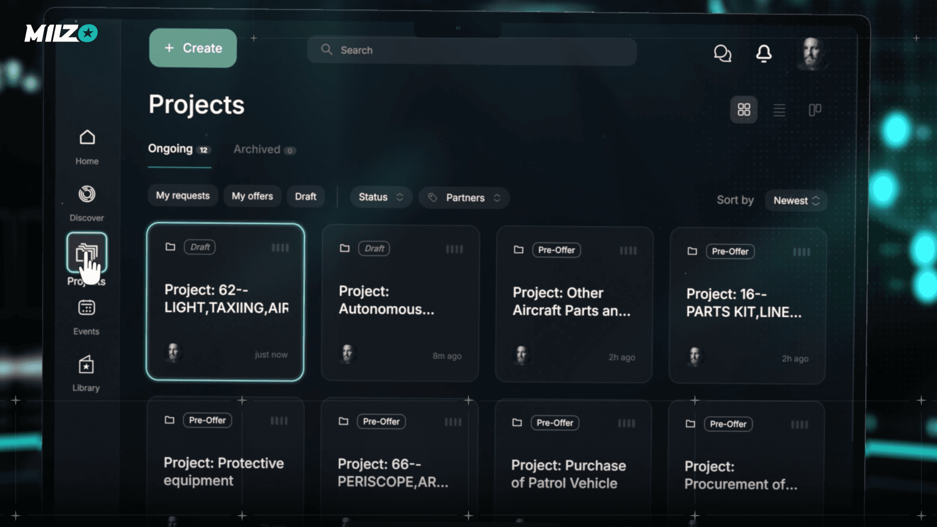 How to create new projects with different sources of Milzo platform