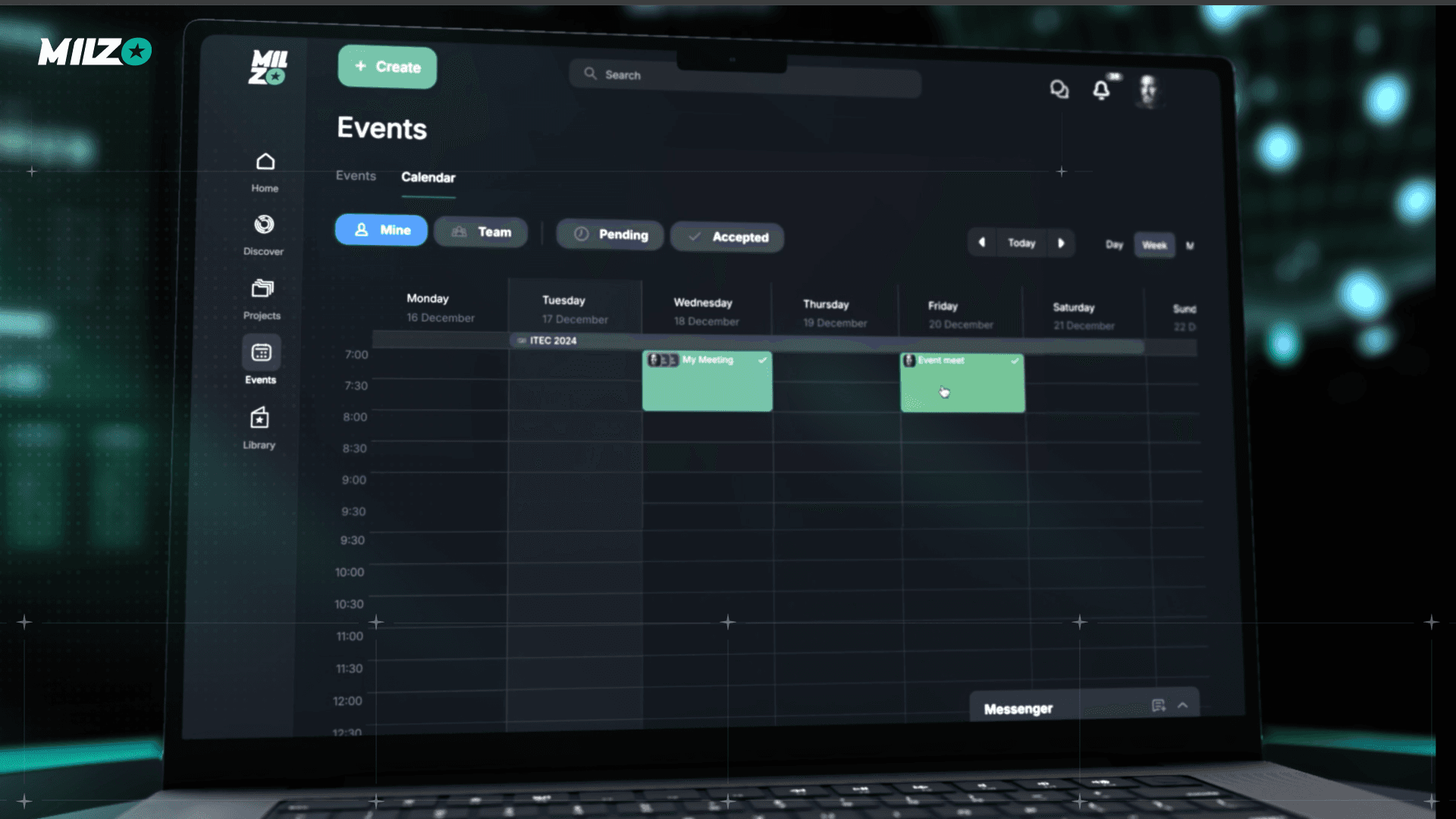 How to manage meetings in the calendar on Milzo platform